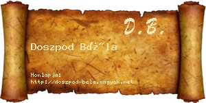 Doszpod Béla névjegykártya