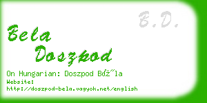 bela doszpod business card